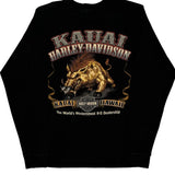 Kauai Hawaii Harley Davidson Graphic Long Sleeve T-Shirt - Small Black Cotton