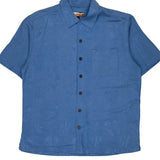Havana Jack''S Cafe Hawaiian Shirt - Large Blue Silk