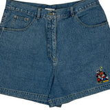 Mickey Mouse Disney Cartoon Denim Shorts - 34W UK 16 Blue Denim
