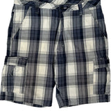 American Eagle Checked Cargo Shorts - 36W 10L Blue Cotton