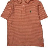 Age 10-12 Polo By Ralph Lauren Striped Polo Shirt - Medium Orange Cotton