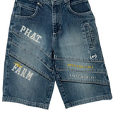 Age 10 Phat Farm Graphic Denim Shorts - Medium Blue Cotton