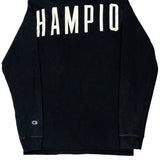 Vintage Champion Spellout Long Sleeve T-Shirt - Large Black Cotton