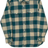 Levis Checked Flannel Shirt - Small Blue Cotton