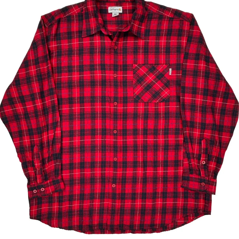 Carhartt Checked Flannel Shirt - 2XL Red Cotton