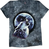 Wolf Howling At The Moon Unbranded Single Stitch T-Shirt - Medium Blue Cotton