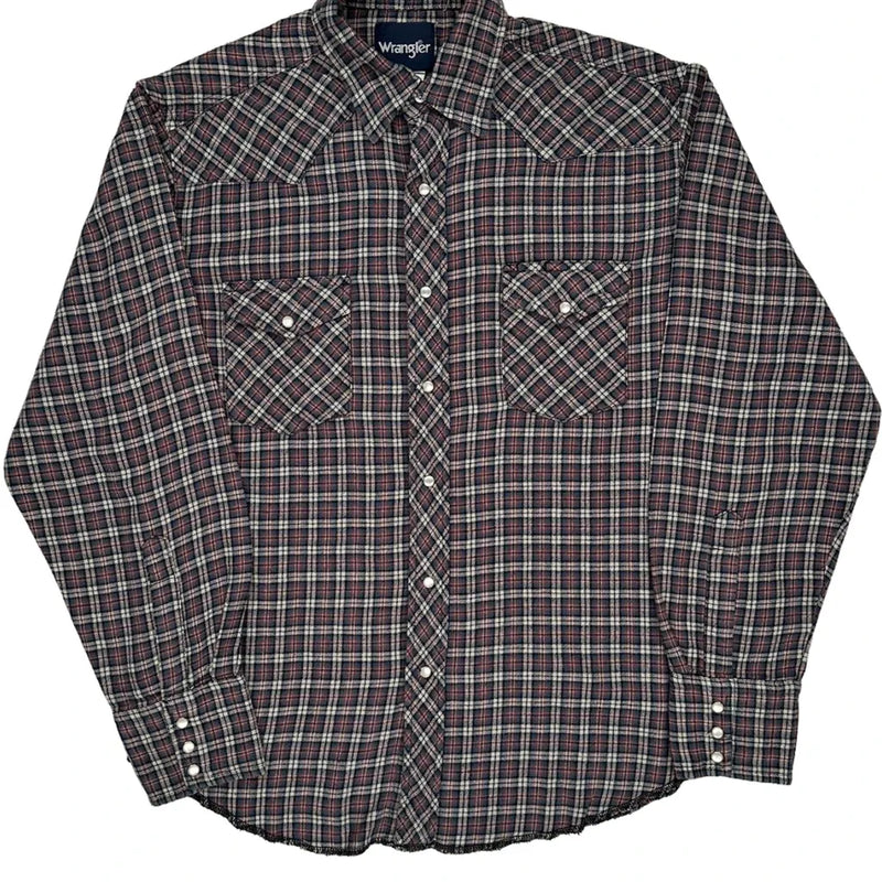 Wrangler Checked Flannel Shirt - Large Multicoloured Cotton