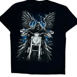 Liquid Blue Graphic T-Shirt - Large Black Cotton