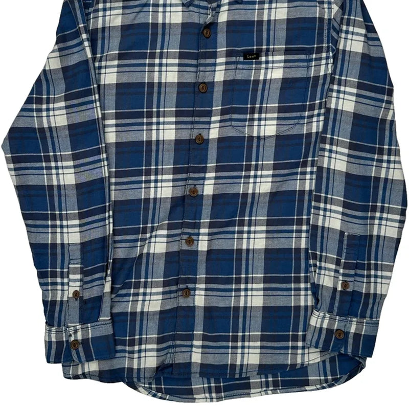 Lee Checked Flannel Shirt - Medium Blue Cotton