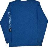 Carhartt Spellout Long Sleeve T-Shirt - Large Blue Cotton