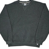 90S Blank Russell Athletic Sweatshirt - Large Grey Cotton Blend