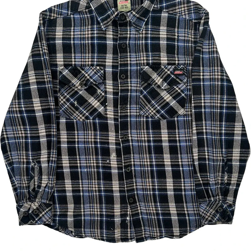Dickies Checked Flannel Shirt - Medium Blue Cotton