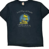 Pirate Theme Fruit Of The Loom Graphic T-Shirt - 2XL Black Cotton