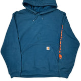 Original Fit Carhartt Spellout Hoodie - XL Blue Cotton