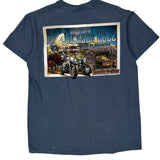 Harley Davidson Graphic T-Shirt - Medium Blue Cotton