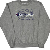 Deca Champion Spellout Sweatshirt - Large Grey Cotton Blend
