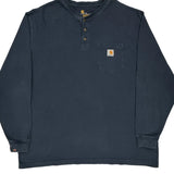 Carhartt Long Sleeve T-Shirt - 2XL Blue Cotton