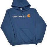 Carhartt Hoodie - Large Blue Cotton Blend