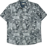Rivers Graphic Hawaiian Shirt - XL Black & White Cotton