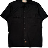 Dickies Short Sleeve Shirt - Large Black Polyester Blend