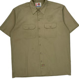 Dickies Short Sleeve Shirt - XL Khaki Polyester Blend