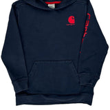 Age 10-12 Carhartt Spellout Hoodie - Medium Navy Cotton