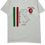 Italy Jerzees Graphic T-Shirt - Medium White Cotton
