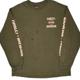 Harley Davidson Long Sleeve T-Shirt - XL Green Cotton