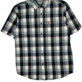 Vintage Carhartt Checked Short Sleeve Shirt - Medium White Cotton