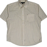 Tommy Hilfiger Checked Short Sleeve Shirt - Large Beige Cotton