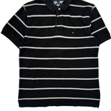 Tommy Hilfiger Striped Polo Shirt - Large Grey Cotton
