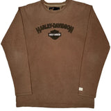 Harley Davidson Spellout Long Sleeve T-Shirt - Medium Brown Cotton