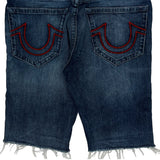 Manchester United True Religion Denim Shorts - 34W 11L Dark Wash Cotton