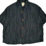 Sonofloong Striped Short Sleeve Shirt - 2XL Blue Linen