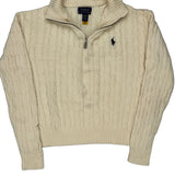 Age 8-10 Polo By Ralph Lauren 1/4 Zip - Medium Cream Cotton