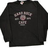 Hard Rock Cafe Graphic Long Sleeve T-Shirt - Large Black Cotton