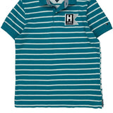 Tommy Hilfiger Striped Polo Shirt - Medium Blue Cotton