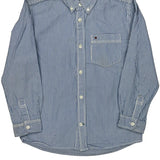 Age 7 Tommy Hilfiger Striped Shirt - Small Blue Cotton