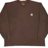 Carhartt Long Sleeve T-Shirt - XL Brown Cotton