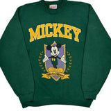 Made In USA Mickey Mouse Hanes Graphic Sweatshirt - Large Green Cotton Blend