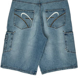 Hip Hop Riflessi Cargo Denim Shorts - 34W 13L Light Wash Cotton