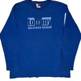 Tommy Hilfiger Denim Spellout Long Sleeve T-Shirt - Large Blue Cotton