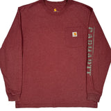 Carhartt Long Sleeve T-Shirt - Large Burgundy Cotton