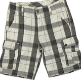 Unbranded Checked Cargo Shorts - 32W 11L Grey Cotton