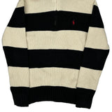 Age 6-7 Polo By Ralph Lauren Striped 1/4 Zip - Small Black & White Cotton