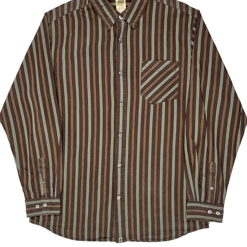 The North Face Striped Shirt - Large Brown Cotton