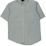 Tommy Hilfiger Striped Short Sleeve Shirt - Medium Blue Cotton