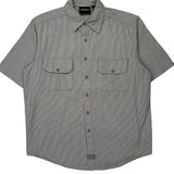 Dickies Striped Short Sleeve Shirt - Large Grey Cotton