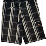 Dickies Checked Shorts - 34W 10L Black Cotton