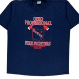 Made In USa Ohio Professional Fire Fighters Jerzees T-Shirt - XL Blue Cotton Blend